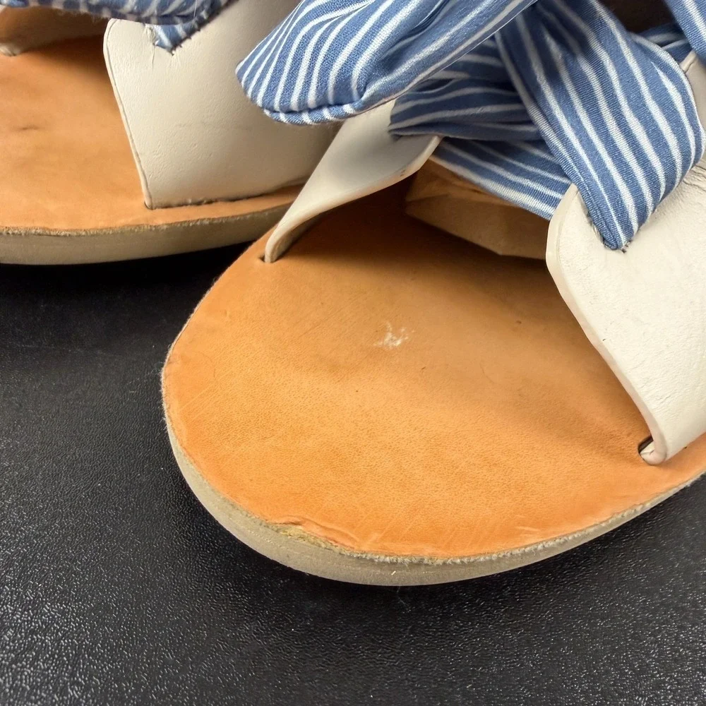 Dolce Vita Sandals Womens 8 White Cream Leather Chunky Wood Heels Slip On Dressy